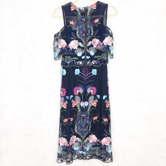 NWT River Island Blue Floral Dress Christmas S - Picture 4 of 7